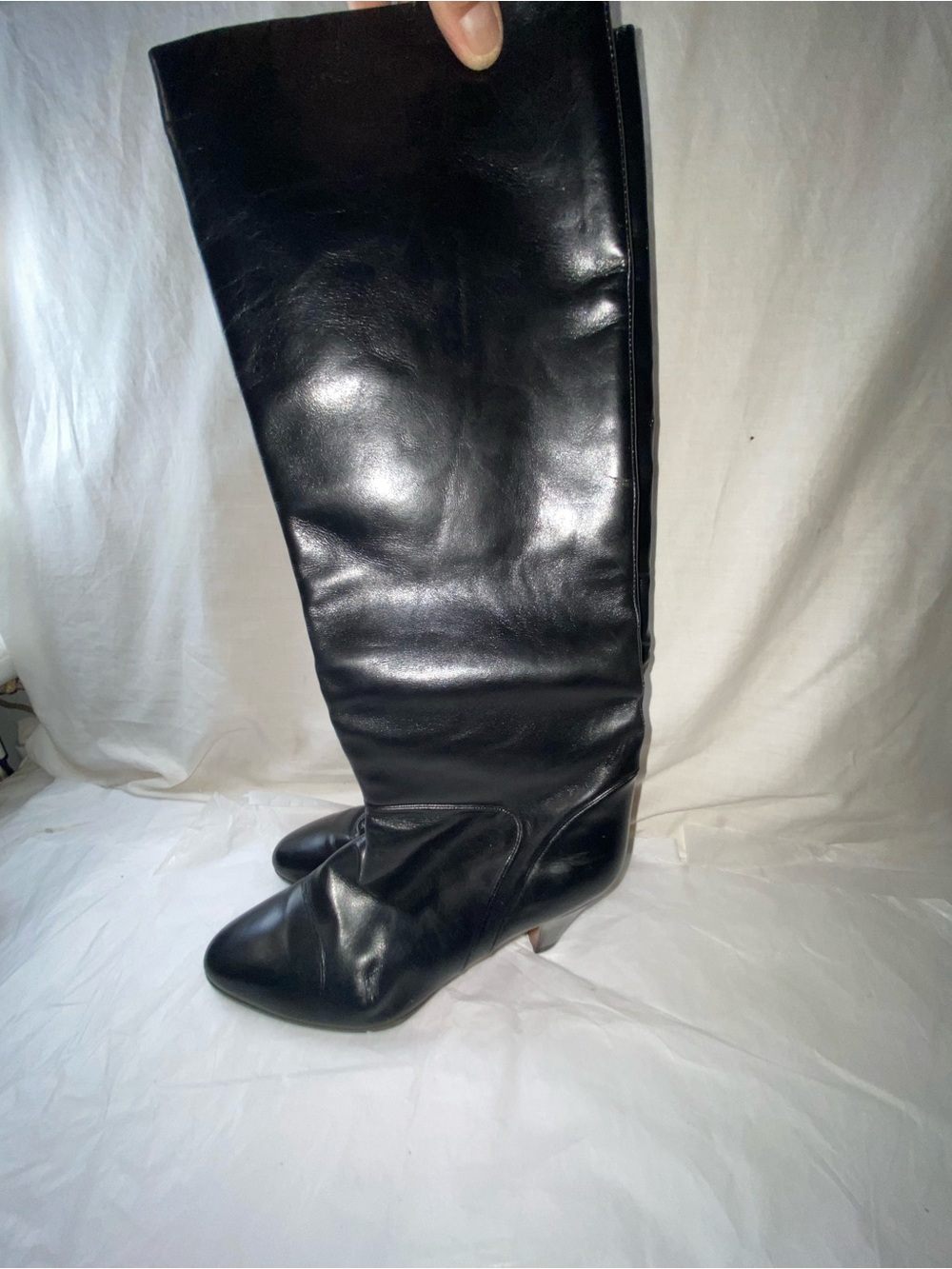 Maxime Black Over-the-Knee Leather Boots 37.5